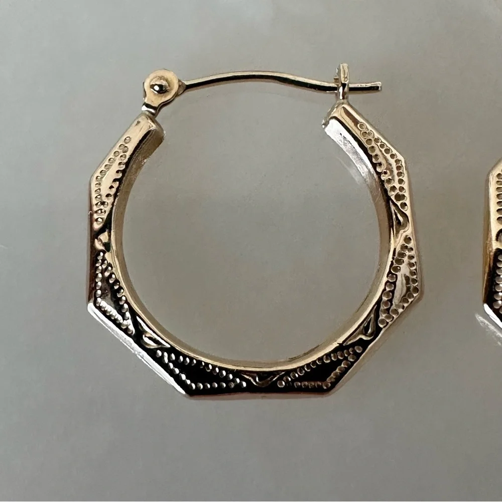 14k Solid Gold Hoop Earrings - Picture 11 of 16